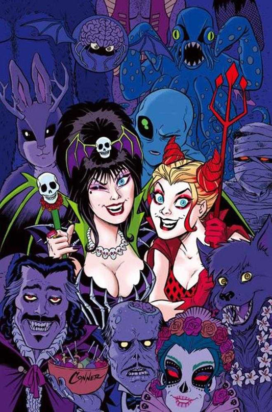 Harley Quinn X Elvira #6 Cover G Amanda Conner Party Limited Full Art Variant