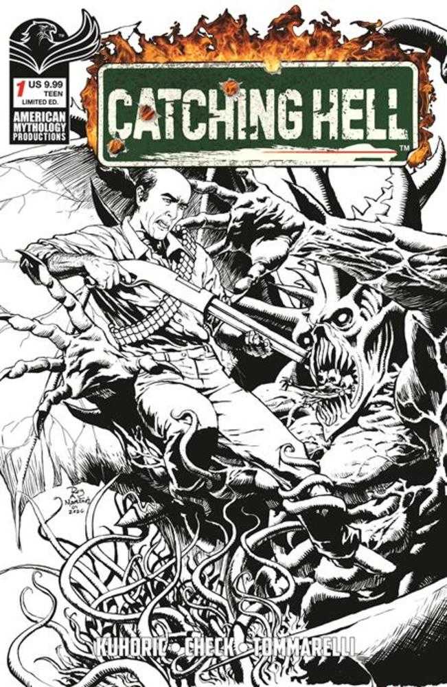 Catching Hell Feat Reggie Bannister #1 Cover F Roy Allan Martinez Black & White Limited Edition Variant Limited To 350 Copies Previously Solicited Thru Diamond