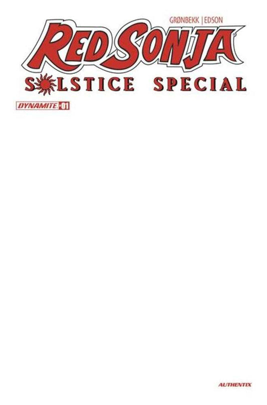 Red Sonja Solstice Special #1 (One Shot) Cover D Blank Authentix Variant