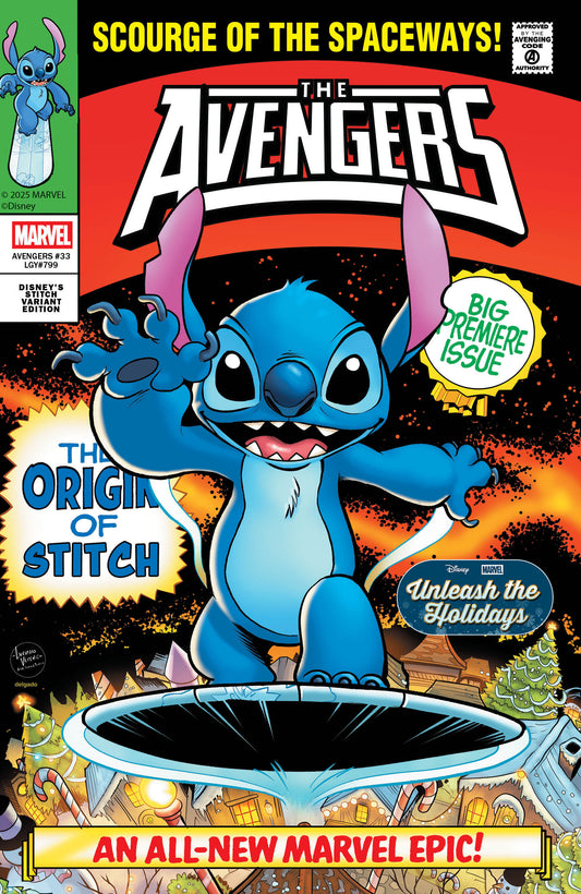 Avengers #33 Luciano Vecchio Disney Stitch Unleash The Holidays Variant