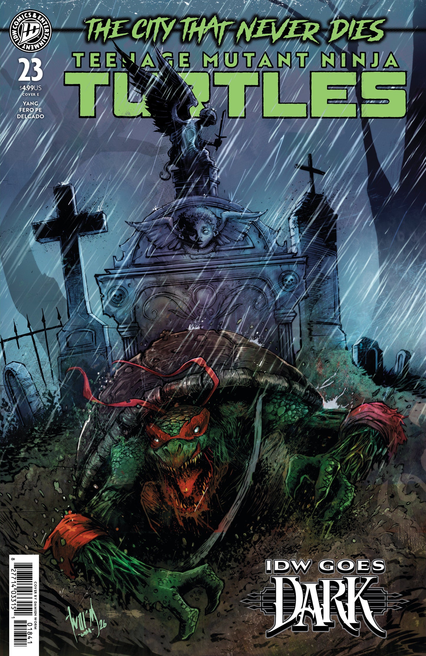 Teenage Mutant Ninja Turtles #23 Variant E (Damien Worm Idw Goes Dark Variant)