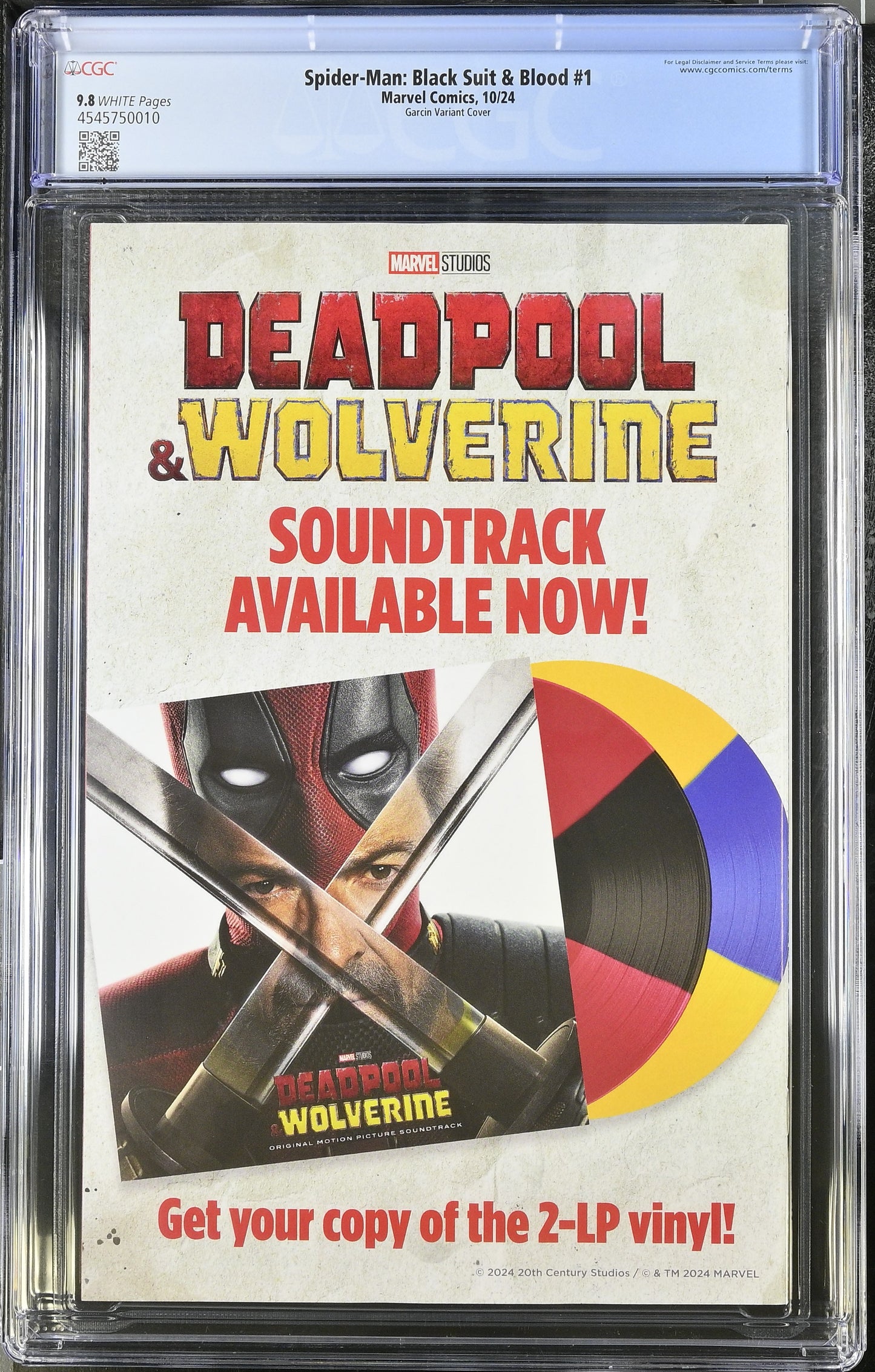 Spider-Man: Black Suit & Blood #1 CGC 9.8 Garcin Variant Cover