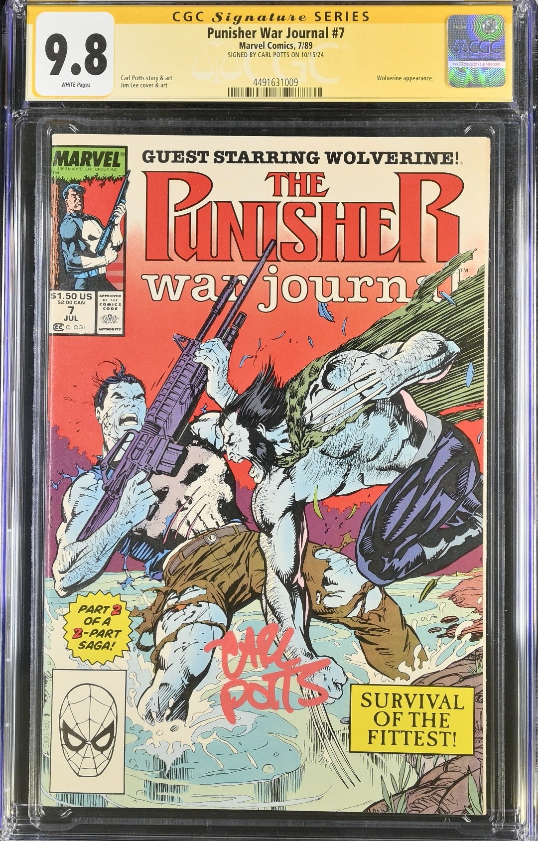 Punisher War Journal #7 CGC 9.8 Signed by Writer Carl Potts