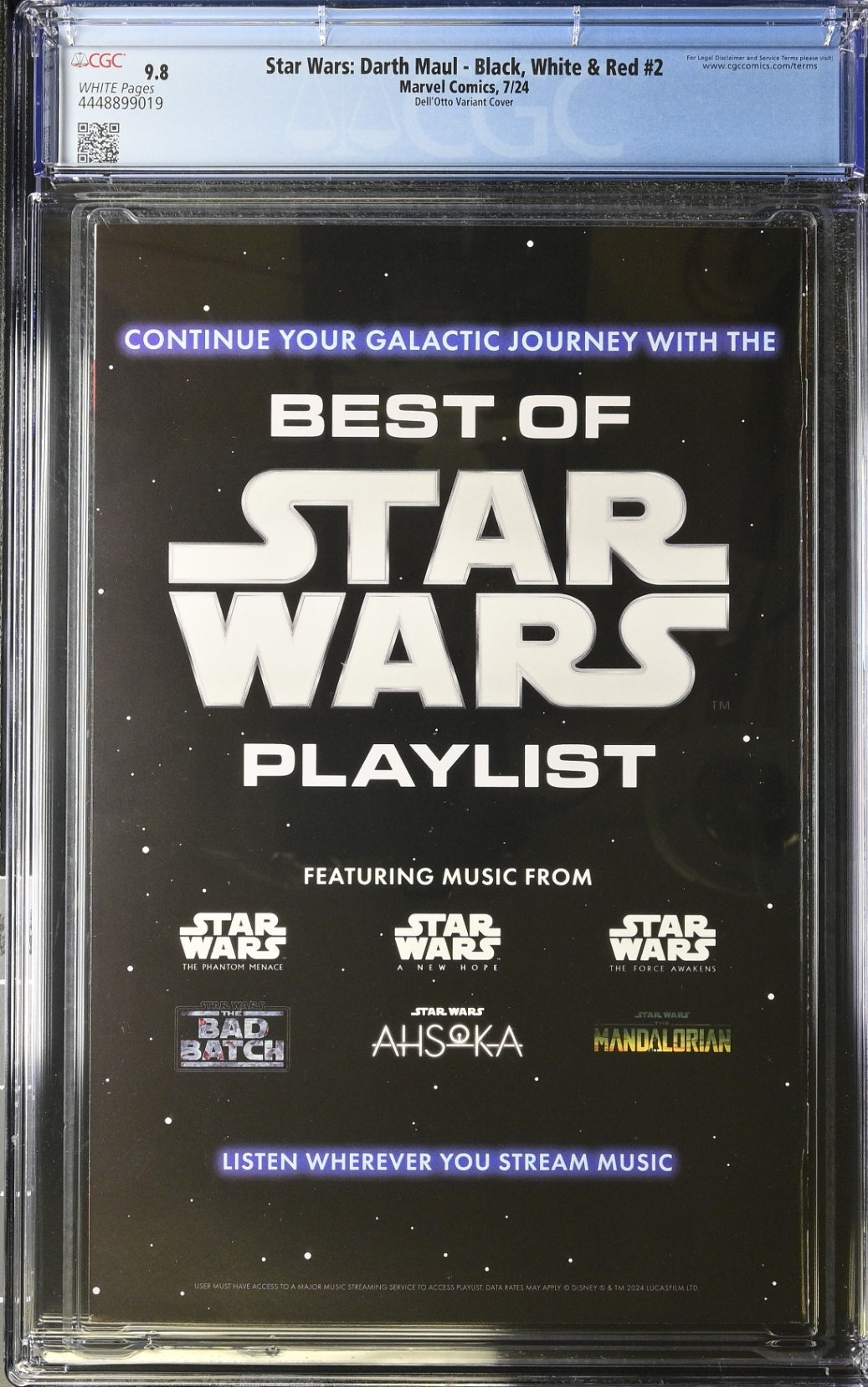 STAR WARS: DARTH MAUL - BLACK, WHITE & RED #2 CGC 9.8 DELL' OTTO VARIANT