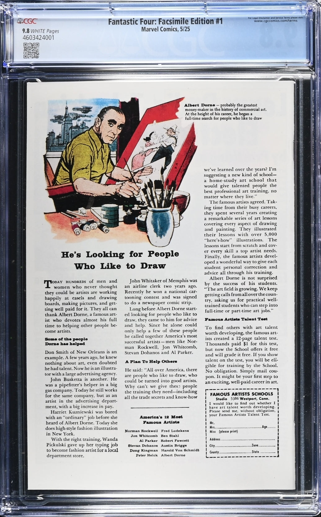 Fantastic Four 1 Facsimile Edition CGC 9.8
