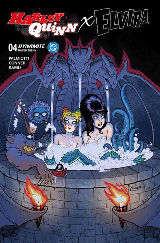 Harley Quinn X Elvira #4 Cover A Amanda Conner Hot Tub