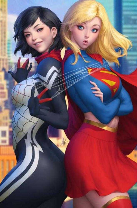 DC Marvel Superman Spider-Man #1 (One Shot) Cover M Stanley Artgerm Lau Supergirl & Silk Card Stock Variant