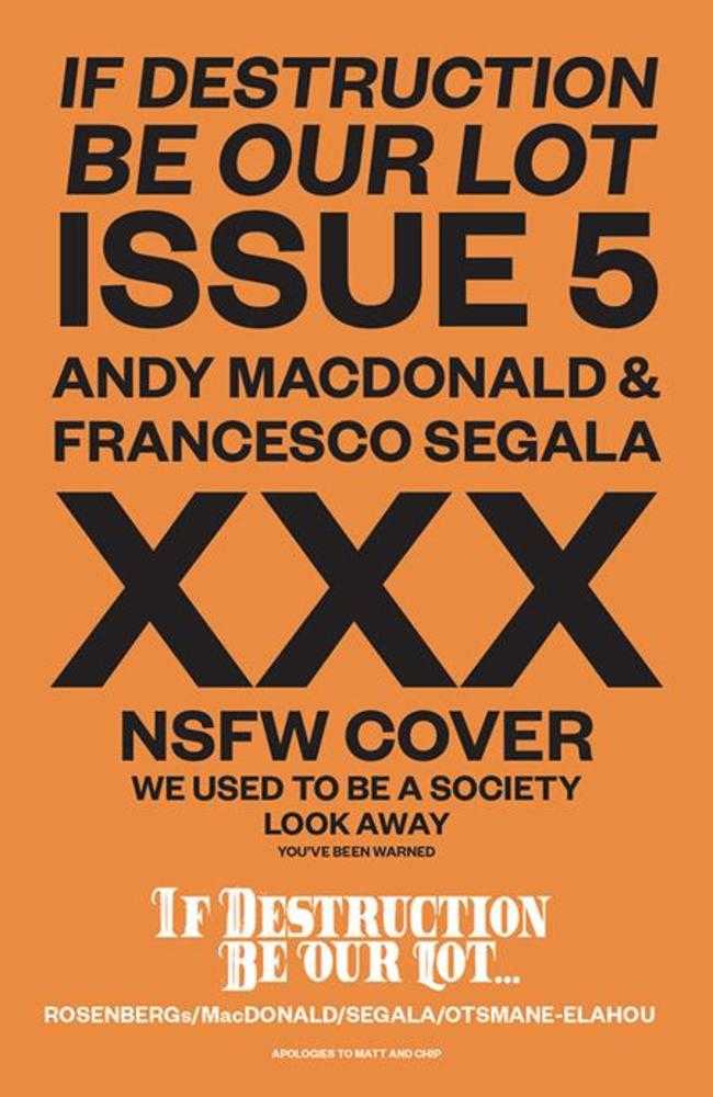If Destruction Be Our Lot #5 Cover C Andy Macdonald & Francesco Segala Nsfw Polybagged Variant (Mature)