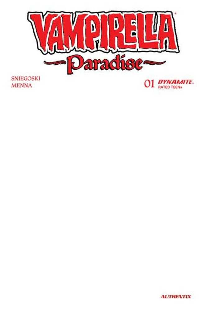 Vampirella Paradise #1 Cover G Blank Authentix Variant