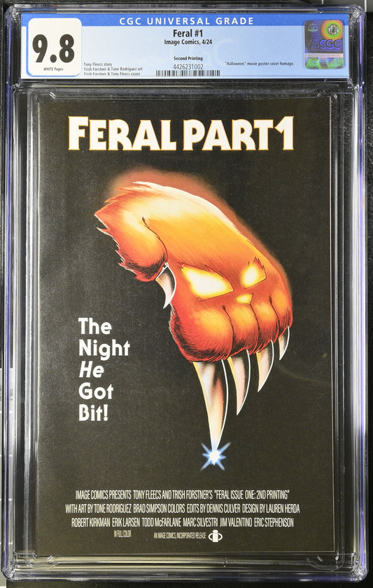 Feral #1 Second Printing CGC 9.8 Halloween Movie Cover Homage