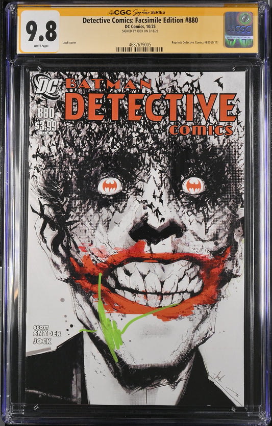 Detective Comics #880 Facsimile 2025 CGC 9.8 Signed by JOCK
