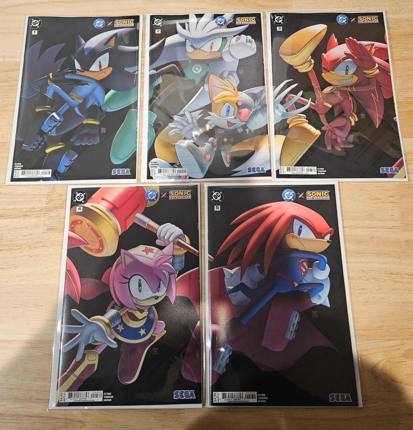 DC X Sonic the Hedgehog #1-#5 Deegeemin Connecting Cover Set
